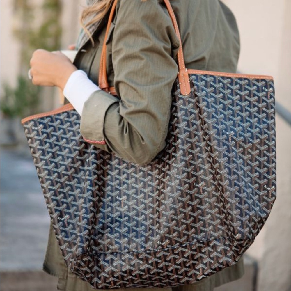 Goyard Saint Louis Tote Goyardine GM Black/Tan